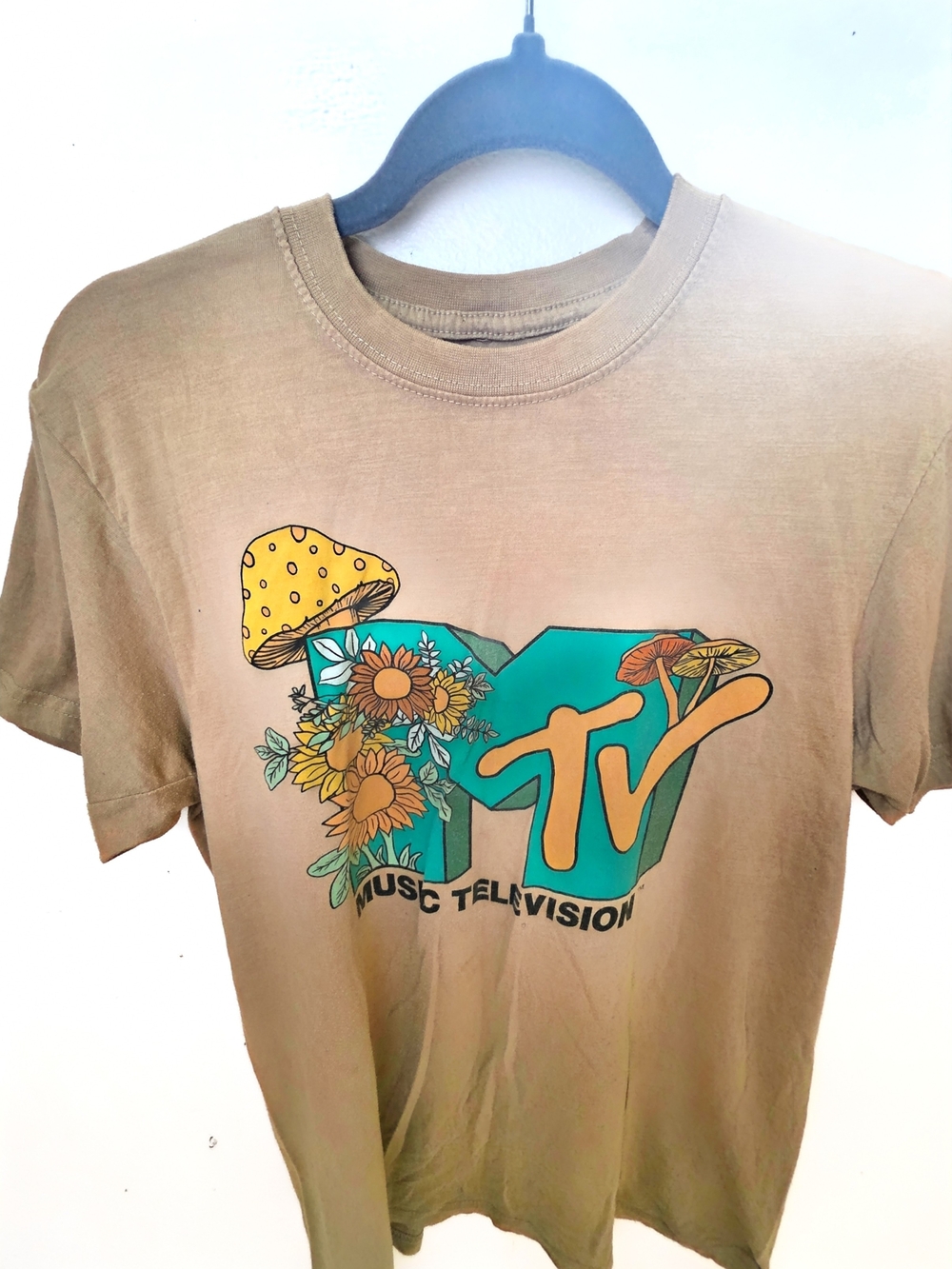 MTV Brown Graphic Tee with Teal & Yellow Logo
